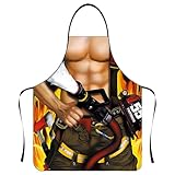 GXGM 1 Pieza Bombero Delantal Sexy,Músculo Delantal Barbacoa Hombre, Delantales Barbacoa Divertidos para Hombre, Idea de Regalo para Hombres, Regalo de San Valentín