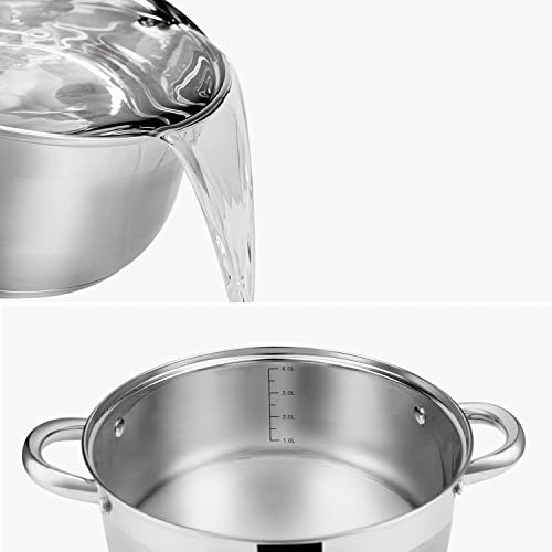 Velaze7-piece cooking pot set made of stainless steel, induction pot with glass lids, PFOA-free, classic design, pots with 3 cooking pots and 1 saucepan, pot set for all types of stoves