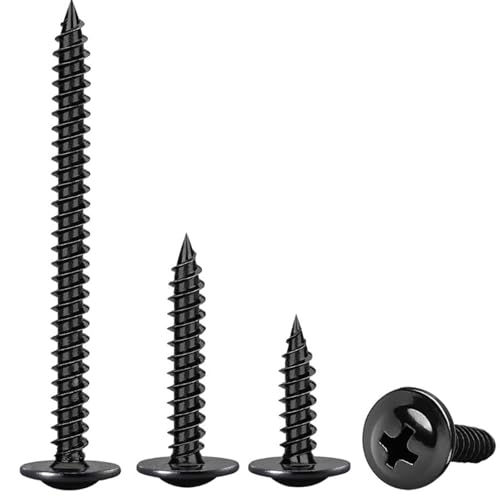 220Pcs #8 x 5/8 Inch Tornillos para Madera Phillips Cabeza Truss Modificada 410 Acero Inoxidable Negro Zinc Plateado, Tornillos Autorroscantes para Metal miniatura 2
