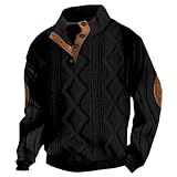 Jersey para hombre, otoño/invierno, informal, de moda, deportivo, cuello alto, botones, Negro , XXL