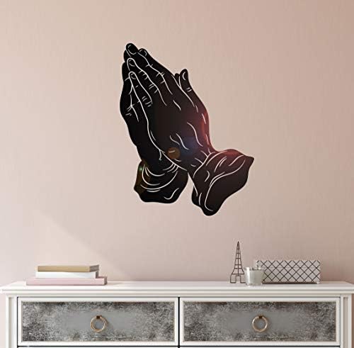 Vinyl Wall Decal Prayer Room Praying Hands Religious Symbol Stickers Mural Large Decor (g1779) Black