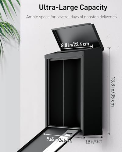 Image of Uniclife Large Mailbox, Wall Mount Mailboxes for Outside, Mail Boxes with Combination Lock, Security Locking Key Drop Box for House School Office and Outdoor, Black