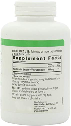Wakunaga Kyolic Aged Garlic Extract Cardiovascular Original Formula 100 - 300 Capsules - Image 4