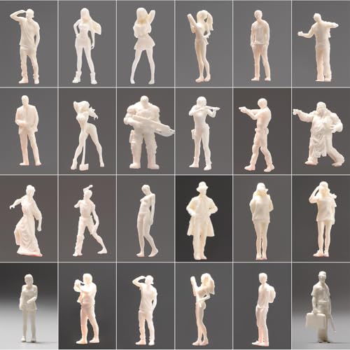 Figurines miniatures 1/64 en résine non peintes pour diorama lot de 5