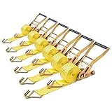 VEVOR 6 Pack 2’’ x 15’ Ratchet Straps Heavy Duty Tie Down with Double J Hook, 5000 lbs Break Strength, Carry Bag, Tie Down Ratcheting for Moving, Trailers, Motorcycles, Kayaks, Car Roof