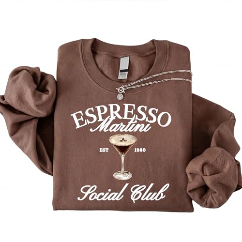 BROTHER TRUCKERS Espresso Martini Social Club Crewneck Sweatshirt (US Alpha Small Regular Regular Brown)