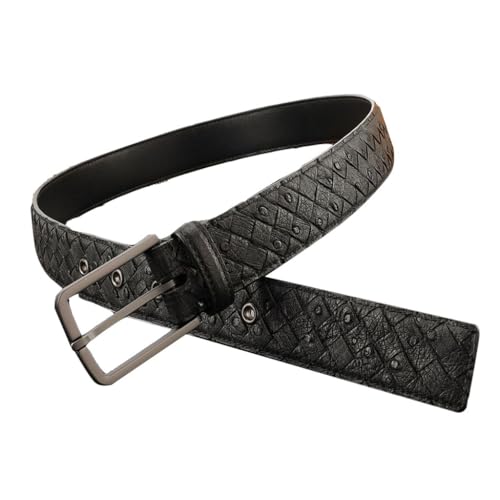 Men's Leather Belt, Stainless Steel Metal Pin Buckle, Oversized, Adjustable Length, Gift for Men