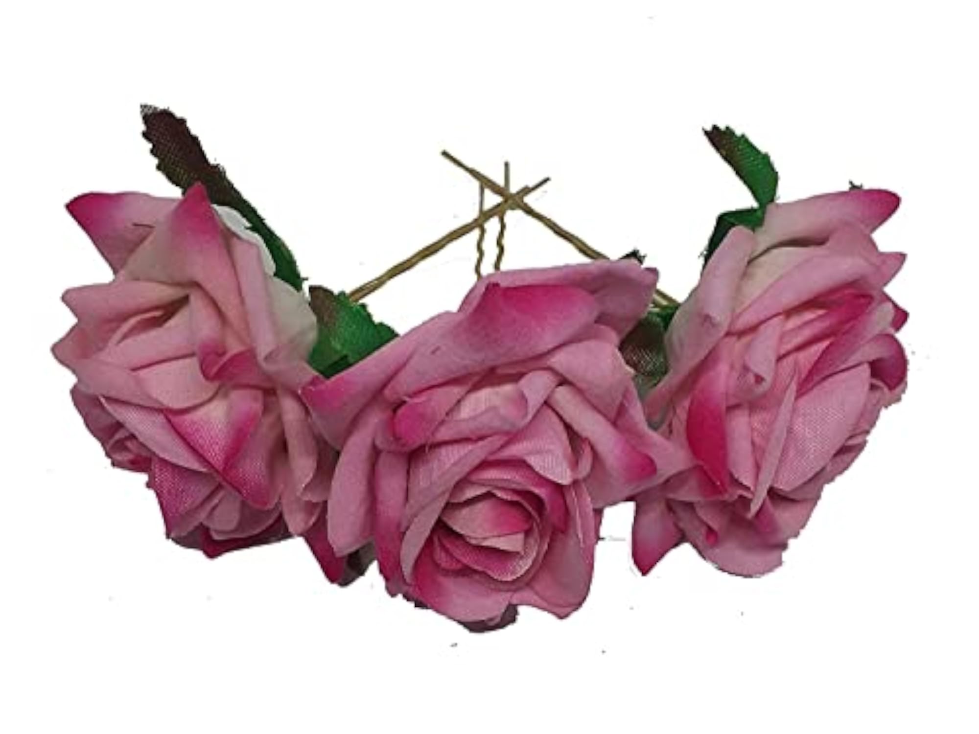 Premium Pink Rose Flower Hair Accessory, Pack of 3