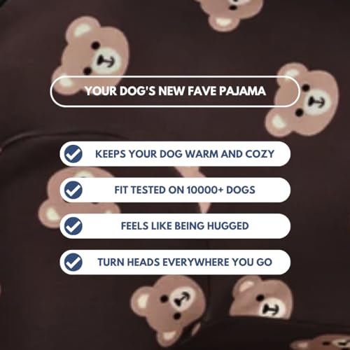 Spark Paws Hundepyjama, ultraweich und 4-Wege-Stretch, Erholungsanzug nach Operation, Schlafanzug Onesie für Kleine, Mittlere und Große Hunde - Bear Black - XL