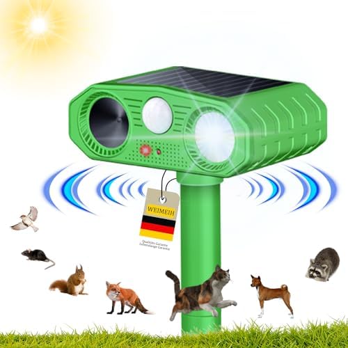 Répulsif Ultrason Animaux Solaire/USB - 3 Modes - IP64 Étanche - Pour Chats, Chiens, Rongeurs