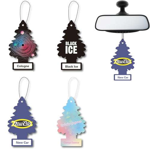 Teouuas 4 Piezas Ambientador de Coche en Forma de Árbol, Ambientador Coche Olor Nuevo, Car Scents, Fragancia para Vehículos, Fragancia Duraderacar, Air Freshener para Coche Hogar Oficina, Estilo B