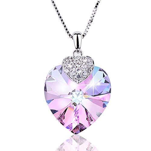 Collar de Cristal Forma de corazón Amatista Colgante Colgante de Cristal Joyas de Joyas de Gota de Goma de Joyas para Dama Collares