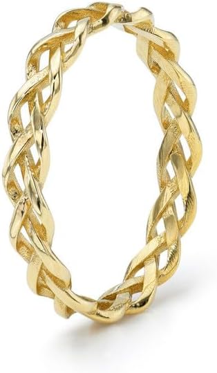 10K 14K 18K Solid Gold Twisted Rope/Braided/Celtic Knot Wedding Band for Women Real Gold Stacking Ring Size 3-16