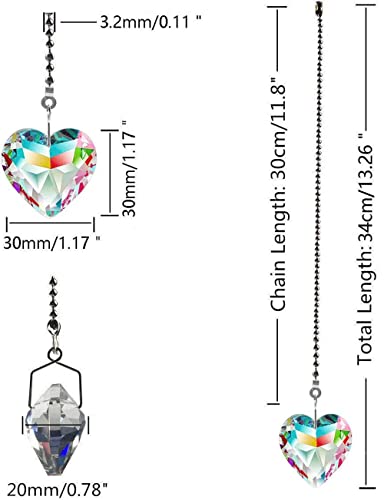 Hyamass 2Pcs Crystal Heart Prisms Pendant Ceiling Fan Pull Chain Extender With Ball Chain Connector (Ab Color) #TOP2