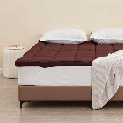 Image of ACHIR 500 GSM Super Soft Microfiber Mattress Topper /Padding for Soft and Comfortable Sleep - Brown, (Queen XL, 66 inchx72 inchinch, 5.5ft x 6ft)