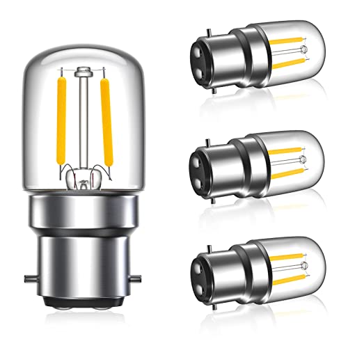 LumiGo 2W Ampoules LED B22 Blanc Chaud 2700K, T28 Mini ampoules à filament LED(15W Équivalent Ampoule), 150LM B22 Ampoule Baillonette Culot pour...