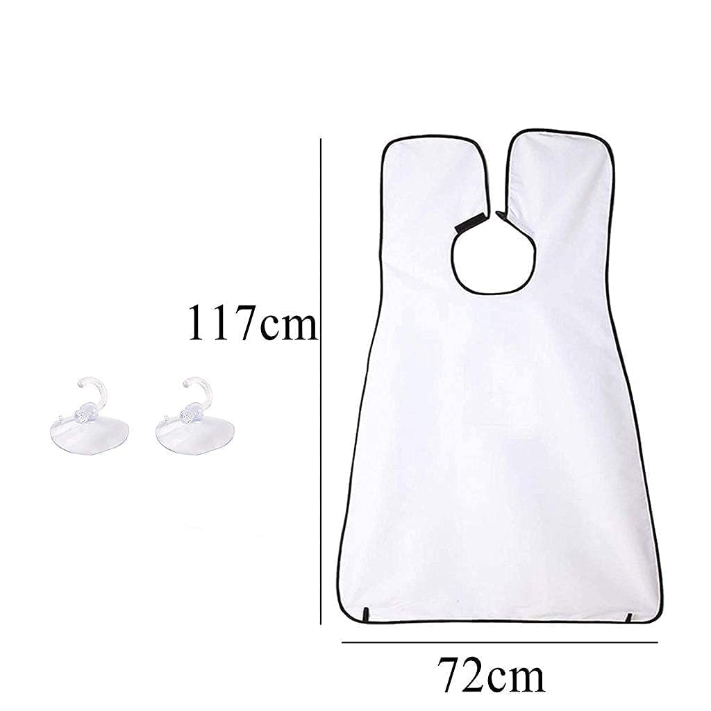 STHITI Men's Beard Care Shave Beard Shaving & Trimming Apron for Men | Non-Stick Hair Catcher Bib Grooming Cloth Cape | Waterproof Apron with 2 Suction Cups for Mirror - (White) 3