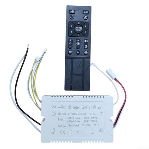 Floweringbeter Luz de ventilador de techo de doble motor, control remoto, frecuencia de 6 pasos, brillo ajustable, función de restablecimiento de la batería