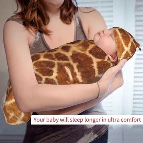 Image of Personality 3D Print Giraffe Newborn Swaddling Blanket Beanie Hat Funny Blanket Sleeping Bag New Born Sleep Sacks for Boys Girls