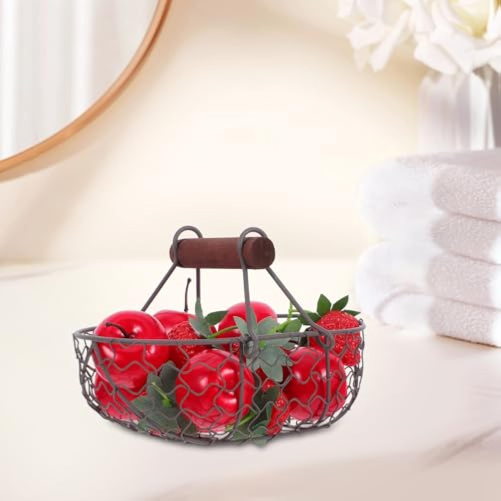 Retro Iron Wire Kitchen Storage Basket for Eggs, Fruit and Bread