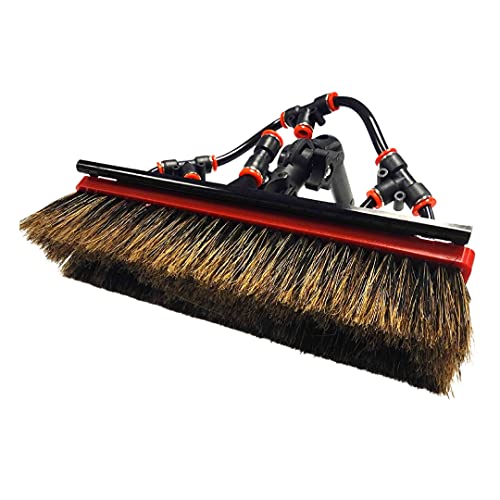 Tucker Alpha Hybrid Standard Size, Water Fed Boar Bristle Brush With 4 Pencil Jets, For Window And Solar Panel Cleaning, By Rhg Products #TOP1