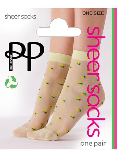 Women's Lemon Sheer Socks- perfect sheer ankle socks for spring, Yellow (Multi), One Size4