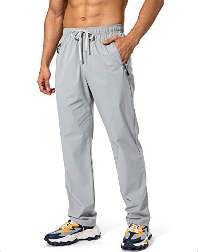 Image of Pudolla Men's Workout Athletic Pants Elastic Waist Jogging Running Pants for Men with Zipper Pockets