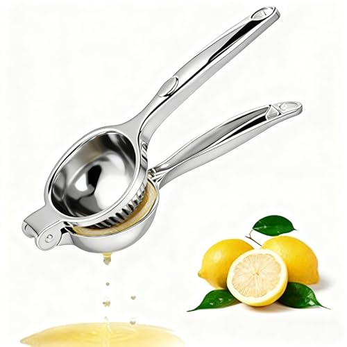 Prensa de Limón - Exprimidor Manual - Prensa para Cítricos a Mano 7cm de Diámetro, Acero Inoxidable, Duradero, Máxima Extracción de Jugo, Perfecta para Cocina, Bar y Restaurante (Plata)
