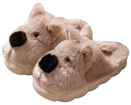 Caistre Cute Dog Design Plush Slipper for Women Men 2025 Fashion Memory Foam Cozy Indoor Outdoor Animal House Shoes