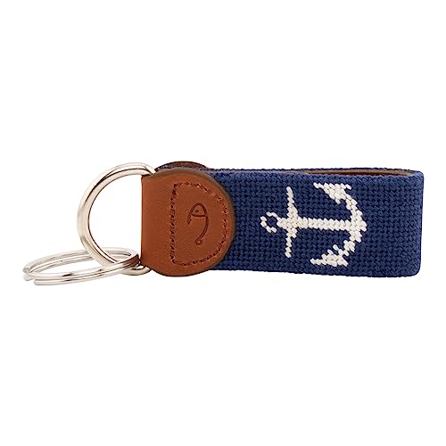 Image of Leather Hand-Stitched Needlepoint Key Fob or Key Chain