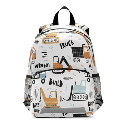 Transport Truck Excavator Toddler Backpack Boys Girls Kids Preschool Bookbag School Children Bag with Leash Travel Casual Daypack Kindergarten Elementary Schoolbag for Nursery Junior Primary Students