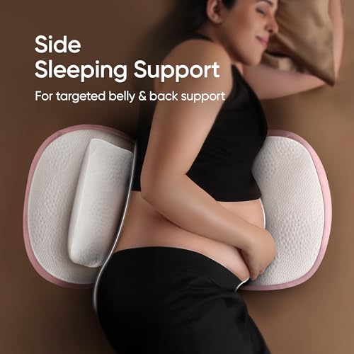 Image of Frido Maternity Pillow Plus, Adjustable Pregnancy Pillow for Side Sleeping, D-Shaped Belly & Back Support Wedges, Comfortable Sleep Through Every Trimester, Washable Cover, Baby Pink