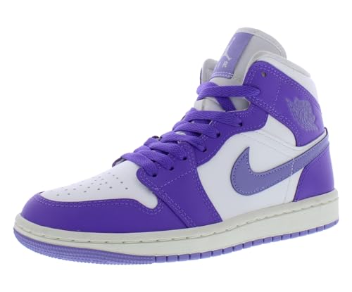 Image of Nike Air Jordan 1 Mid Womens Shoes Size 10, Color: Action Grape /Sky J Light Purple-Purple