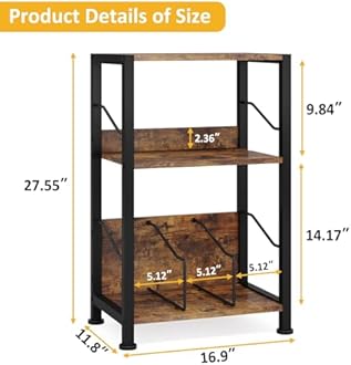 Hosfais 3 Tier Record Player Stand, Retro Vinyl Storage End Table Records for Living Room Bedroom (Brown)