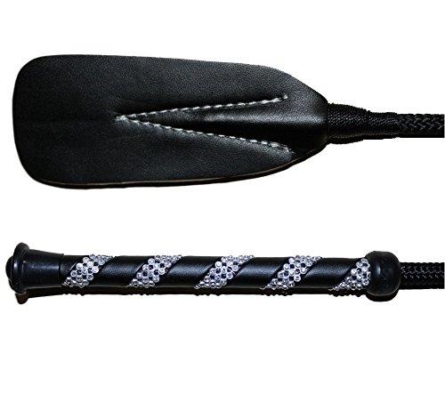Jump Bat 18 Inch Riding Crop Horse And Rhinestone Decorated Handle (Black) #TOP7
