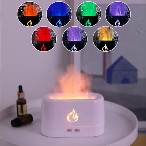 Difusor Umidificador de Ar para Aromaterapia Óleo Essencial - Com Luz Efeito de Fogo/Chamas 230ML (P