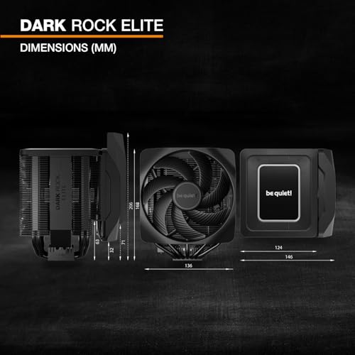 be quiet! Dark Rock Elite Air Cooler | 2X Silent Wings 135mm PWM Fans | Speed Switch with 2 Modes | High-Performance Heat Pipes | Front Fan Rail System | Enhanced RAM Compatibility | BK037
