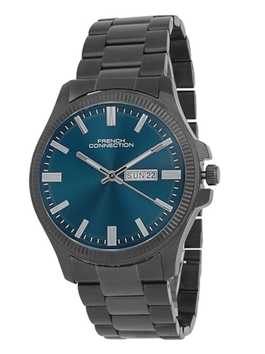 Image of French Connection Sunray Gun Round Dial with Black Stainless Steel Strap Watch for Mens - FCN0121BM