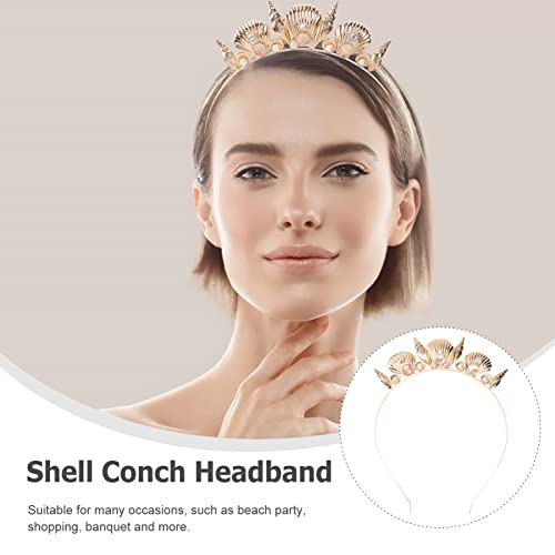 Lurrose Shell Headband Conch Hair Hoop Crown Hairband Cosplay Hair Accessories Birthday Wedding Christmas Nautical Theme Party Hair Decoration For Women Fashion #TOP6