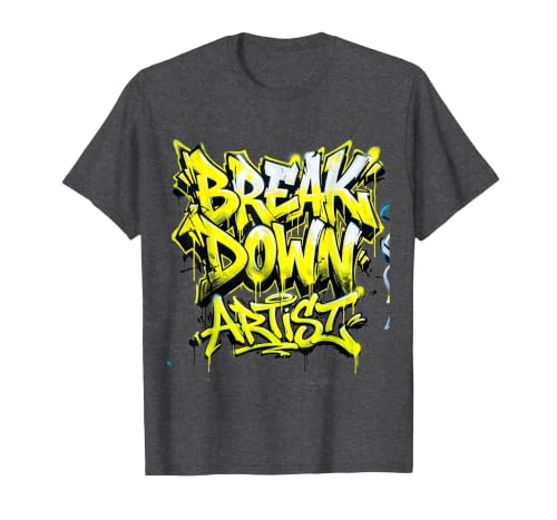 Breakdown Artist Rugby Graphic Design T-Shirt, Men, Dark Heather Grey, Large