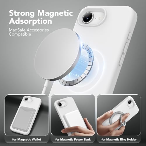 Image of Magnetic for iPhone 17e /iPhone 16e Case, Compatible with MagSafe, [Soft Anti-Scratch Microfiber Lining] Slim Silicone Shockproof Protective Phone Case for iPhone 17e /16e 6.1 inch, White