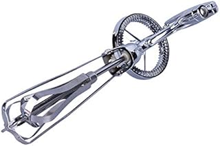 Sytaun Egg Whisk,Hand Push Whisk Blender,Egg Beater,Manual Stainless Steel Household Kitchen Supplies Egg Beater with Rotary Handle Silver