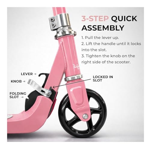 Image of Lifelong Kids Electric Scooter for 6-12 Years Age | with Rechargeable Battery, Adjustable Handle Height & Foldable Design | Safe Kids Scooter with Anti-Slip Deck (Pink)