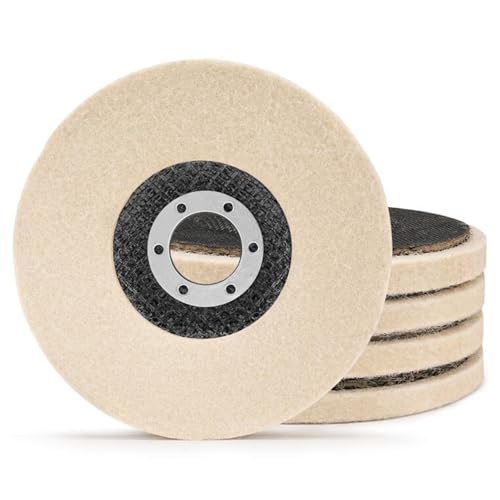 NuoDunco 5PC Disque de polissage en feutre de laine Diamètre 125mm Disque de Polissage Meuleuse pour Polissage Verre, Céramique, Plastique, Métal, Marbr