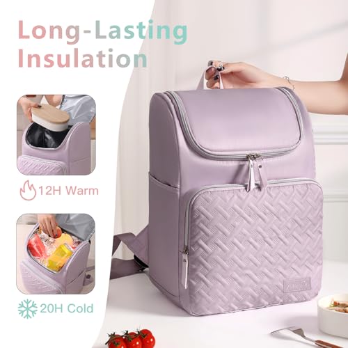 Image of Cooler Backpack Insulated Leak Proof 33 Cans, Waterproof Hiking Backpack Cooler Soft Cooler Bag Lunch Backpack for Women Picnic Camping Beach, Purple