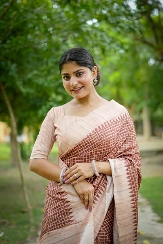 Image of SATIKA VASTRAM Tussar Silk Saree Solid Design Pure Soft Thread Weaving Contrast Border And Rich Pallu With Blouse Piece