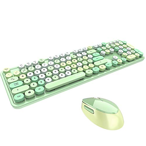 Preisvergleich Produktbild MOMBIY Punk Retro Mechanical Keyboard Bluetooth-Verbindung Kabelverbindung mit mechanischer LED-Tastatur kabellose Multi-Device Bluetooth-Tastatur QWERTZ-Layout (Minzgrün, 1PC)