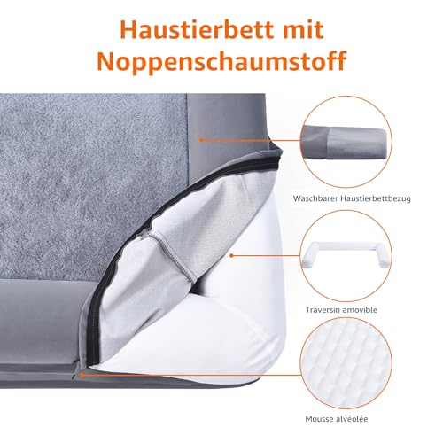 Amazon Basics Couchbett aus Schaumstoff für Hunde und Haustiere mit abnehmbarem Bezug, Grau, 112 x 89 x 20 cm (L x W x H)