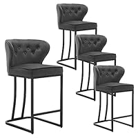 WOLTU BH383dgr-2 Barkrukken, set van 2 bistrokrukken, gestoffeerde kruk, barkruk, design kruk met rugleuning, voetsteun, fluwelen hoes voor bar, keuken, eiland, eetkamer, metaal, donkergrijs