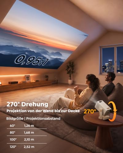 Mini Beamer [Integrierte Apps| Kurzdistanz] Smart Beamer 1080P Unterstützt – Ansicht 3